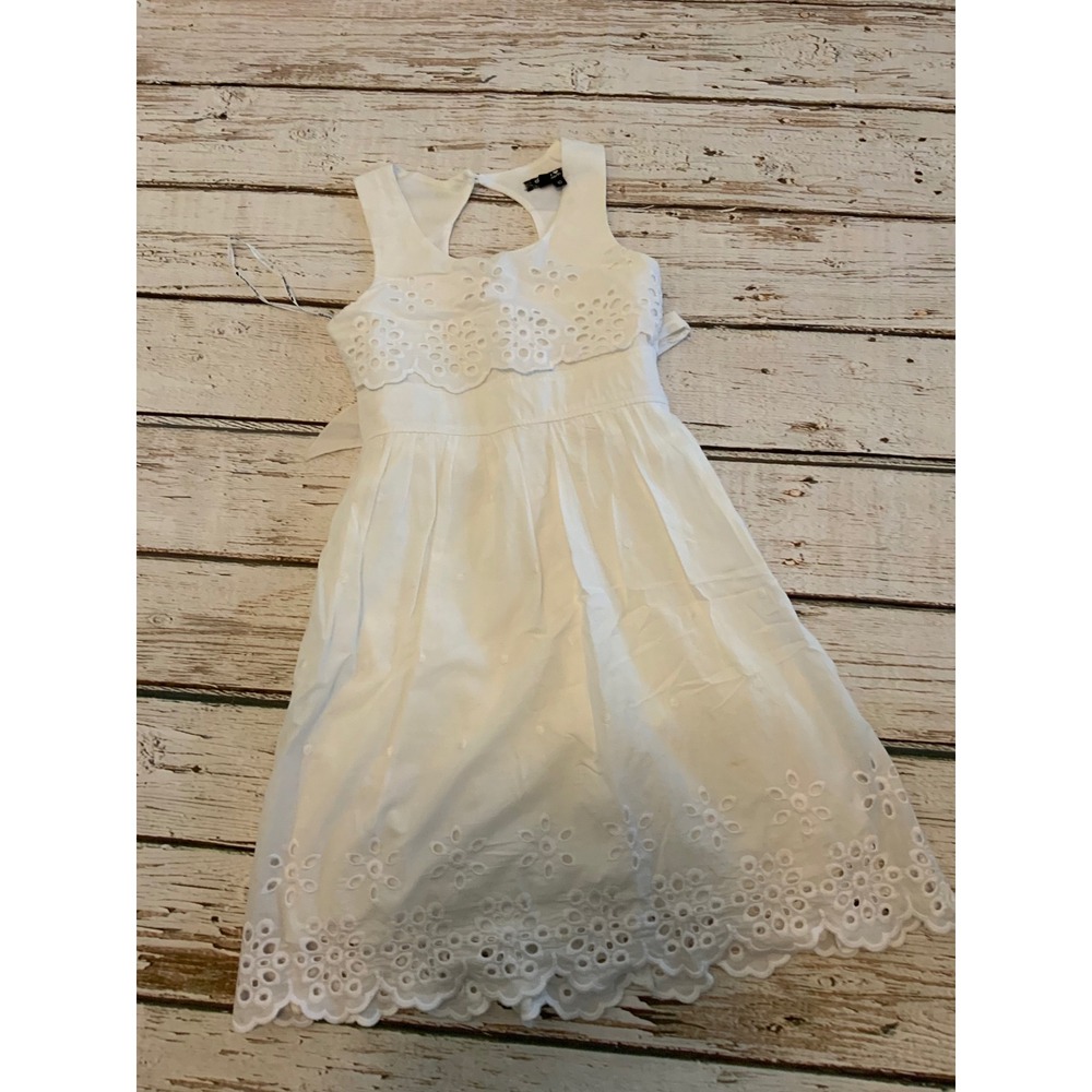 Sequin Hearts Girls White Eyelet Lace Cutout Back Sleeveless Dress Size 10